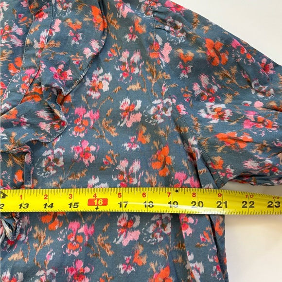 Sundance Floral Ruffle 3/4 Sleeve High-Low Top size Medium - Picture 6 of 7